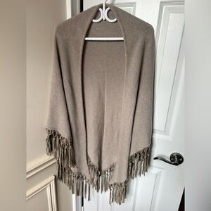 Pinotti Wool Cashmere Suede Fringed Shawl Nut